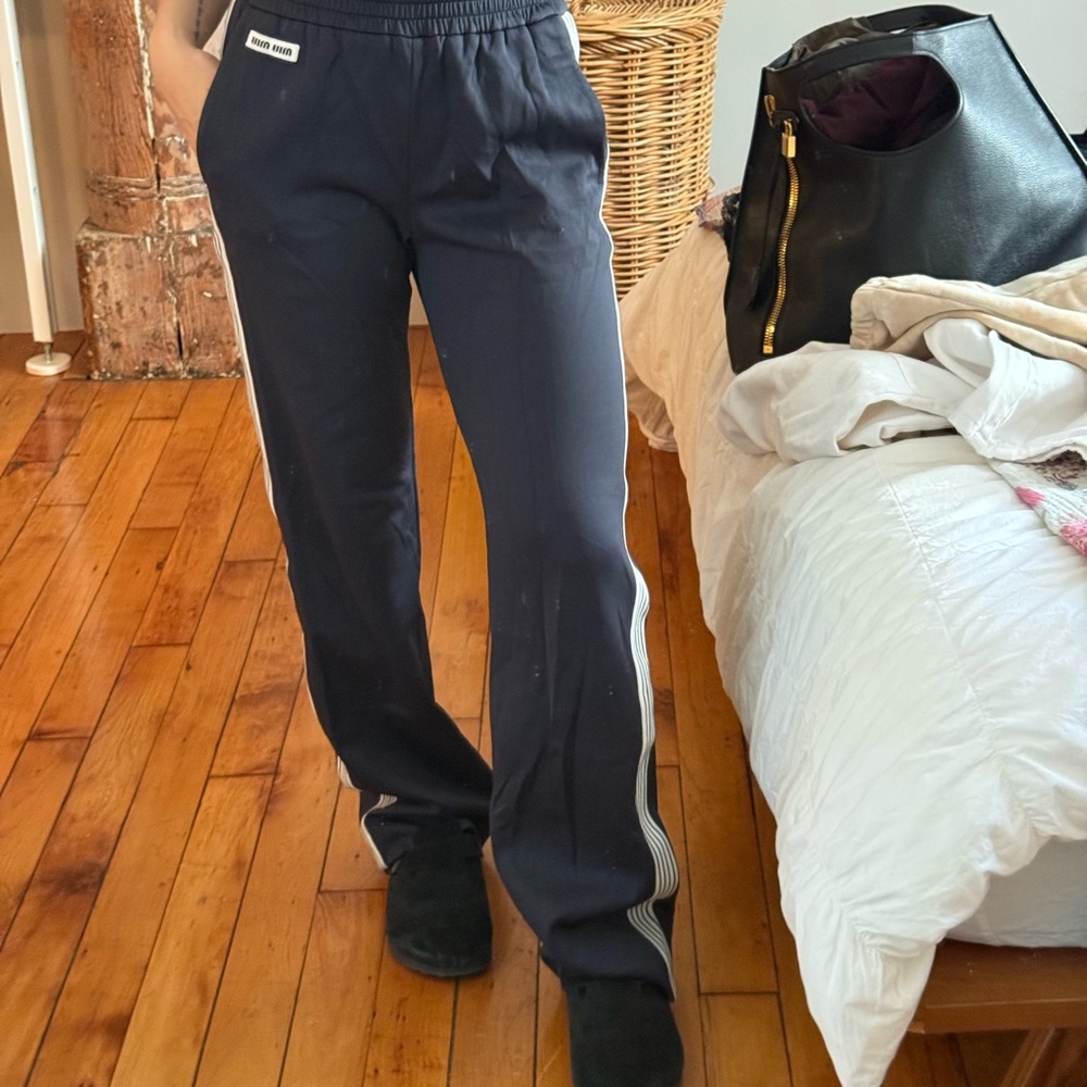 Miu Miu Dark Blue Drawstring pants knitted sportpant